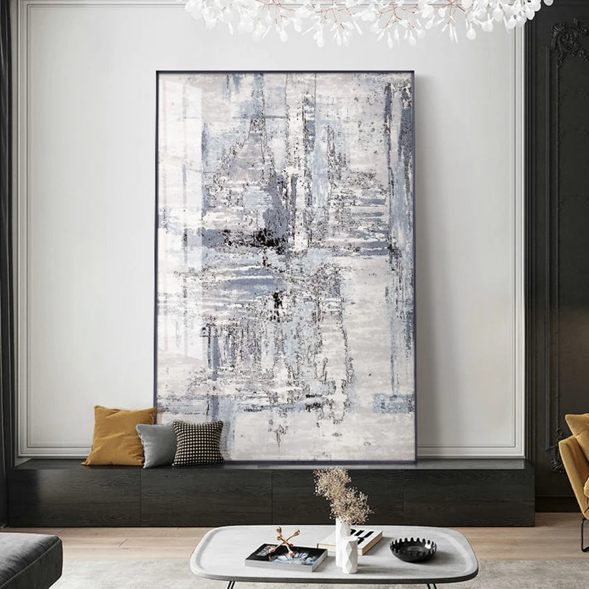 * Hand Painted * Modern Abstract Minimalist Oil Painting Large Format Picture For Contemporary Living Room Wall Decor