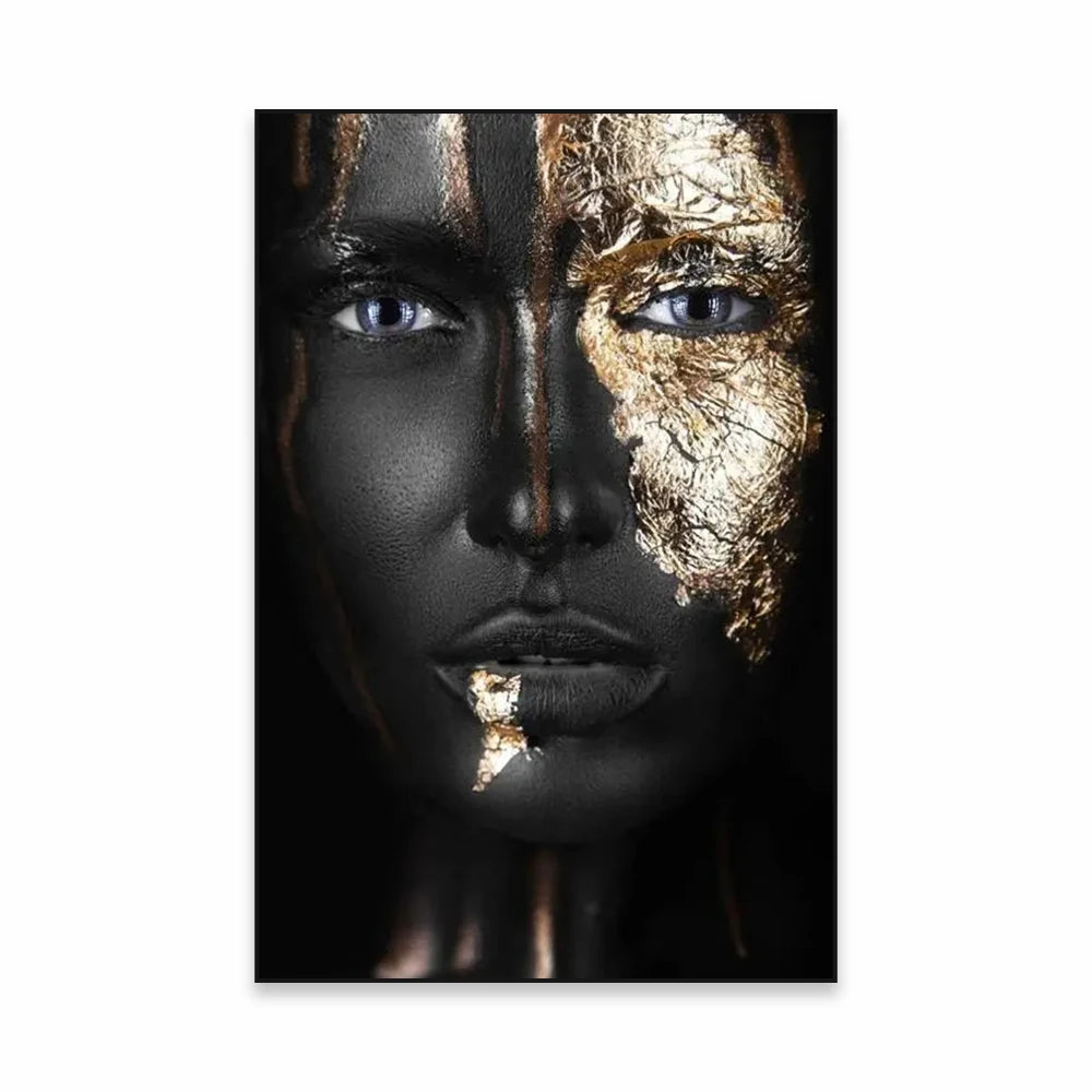 Golden Girl Fashion Wall Art Fine Art Canvas Prints Modern Abstract Portrait Pictures For Living Room Bedroom Boutique Salon Art Decor