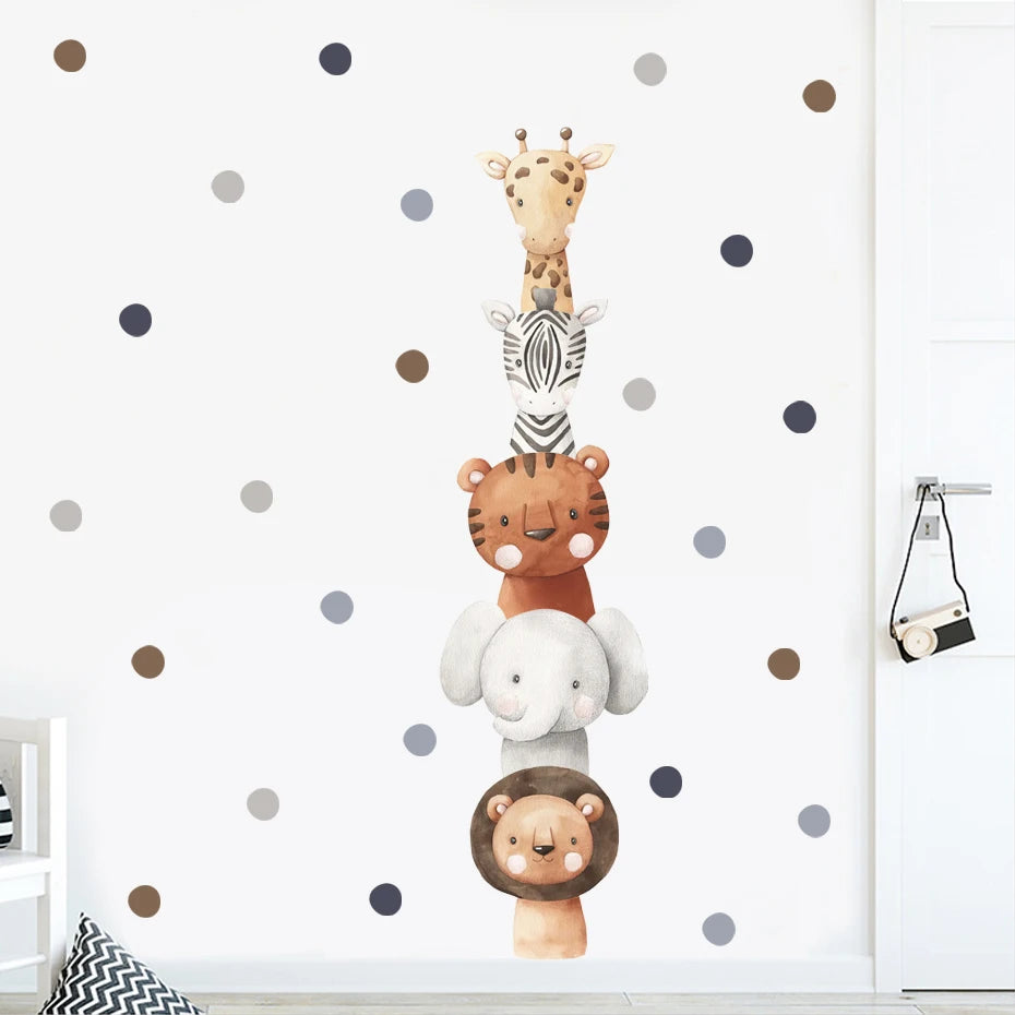 Cute Bear Zebra Giraffe Height Measurement Chart Wall Sticker Removable Peel & Stick Wall Decal For Children's Room Creative DIY Home Decor