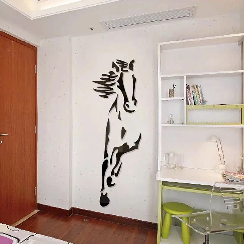 Acrylic 3d Horse Wall Sticker Removable Decal For Living Room Dining Room Entranceway Foyer Wall Decoration Creative DIY Home Decor