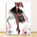 Black Pink Paris Perfume Lipstick Heels Wall Art Fine Art Canvas Prints Chic Fashion Pictures For Living Room Bedroom Boutique Salon Art Decor 2025