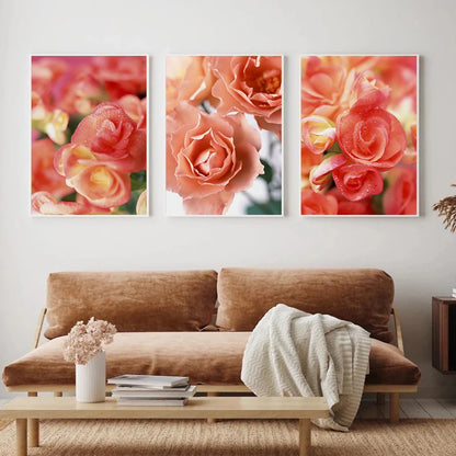 Pink Red Roses Floral Wall Art Fine Art Canvas Prints Modern Botanical Posters Pictures For Living Room, Bedroom Art Decor