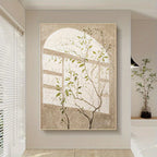 Simple Green Leaves Light and Shadow Wall Art Fine Art Canvas Print Picture For Entryway Foyer Living Room Art For Modern Home Decor