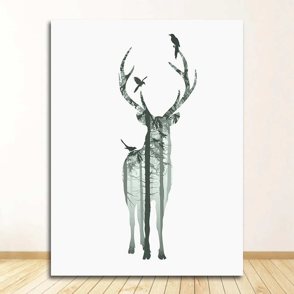 Minimalist Lifestyle Nordic Nature Nature Deer Forest Wall Art Fine Art Canvas Prints Pictures For Living Room Dining Room Art For Modern Living