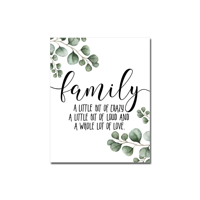 Love Family Home Happy Quotes Posters Canvas Prints Wall Art Black White Minimalist Quotation Pictures For Kitchen Living Room Family Room Home Decor