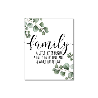 Love Family Home Happy Quotes Posters Canvas Prints Wall Art Black White Minimalist Quotation Pictures For Kitchen Living Room Family Room Home Decor
