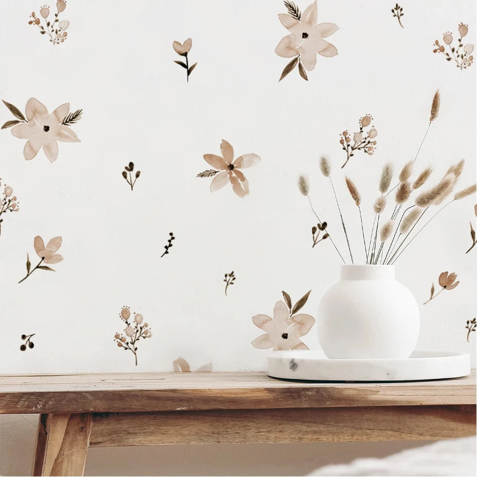 Wild Meadow Flowers Wall Decals Removable PVC Wall Stickers For Kitchen Dining Room Cafe Wall Decoration Creative DIY Home Decor
