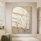 Simple Green Leaves Light and Shadow Wall Art Fine Art Canvas Print Picture For Entryway Foyer Living Room Art For Modern Home Decor