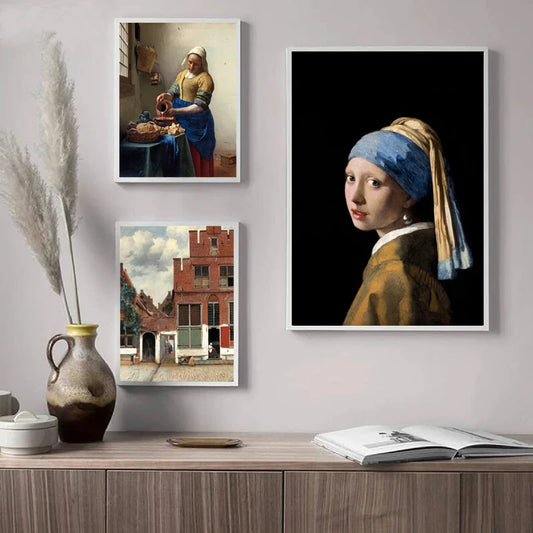 Girl With A Pearl Earing Poster Johannes Vermeer Dutch Golden Age Painting Fine Art Canvas Prints Classic Painting For Living Room Dining Room Decor