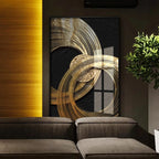 Abstract Black Golden Rings Wall Art Fine Art Canvas Prints Modern Aesthetics Pictures For Living Room Office Boutique Hotel Room Decor