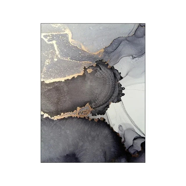 Black Golden Gray Marble Print Wall Art Fine Art Canvas Prints Abstract Pictures For Modern Apartment Living Room Home Office Decor