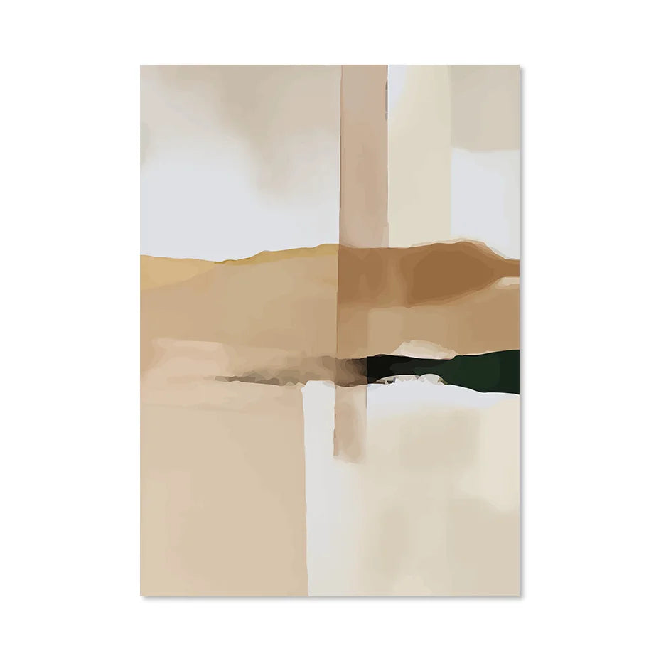 Neutral Color Blocks Beige Black Wall Art Fine Art Canvas Prints Modern Abstract Pictures For Living Room Bedroom Art Decor