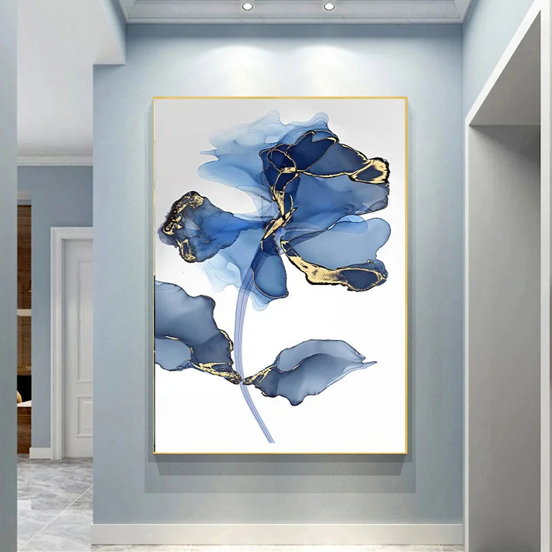 Shades Of Blue Liquid Marble Print Wall Art Fine Art Canvas Prints Chic Abstract Pictures For Living Room Entryway Foyer Art For Contemporary Interiors 2025
