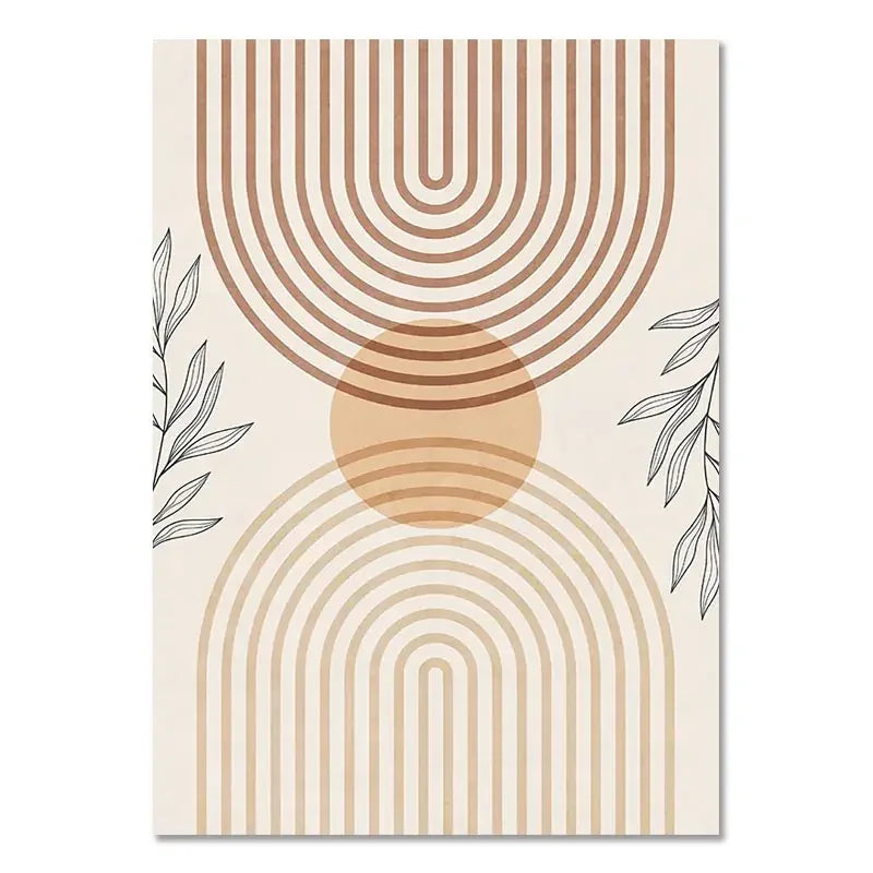 Light Beige Botanical Geometric Abstract Wall Art Fine Art Canvas Prints Gallery Wall Pictures For Living Room Dining Room Bedroom Art Decor 2025