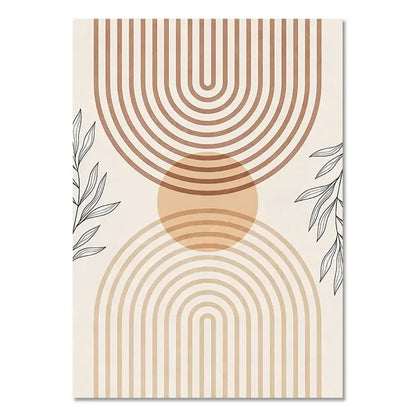 Light Beige Botanical Geometric Abstract Wall Art Fine Art Canvas Prints Gallery Wall Pictures For Living Room Dining Room Bedroom Art Decor 2025