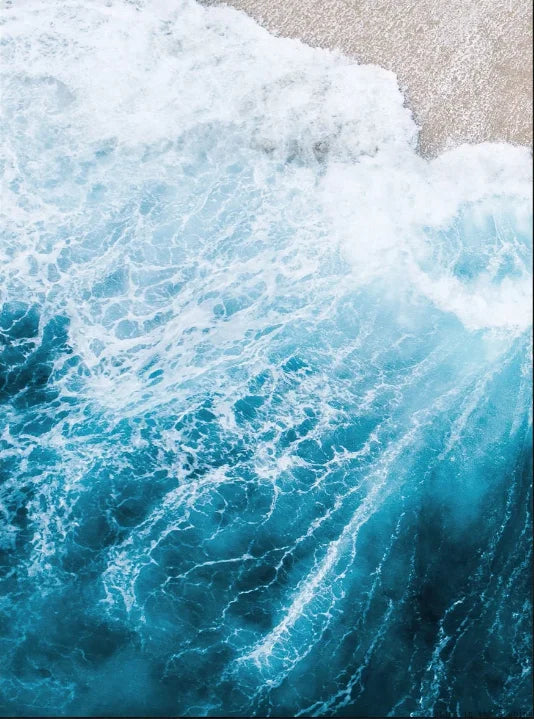 Blue Ocean Waves Beach Wall Art Fine Art Canvas Prints Sand Seascape Coastal Pictures For Living Room Dining Room Art For Modern Apartment