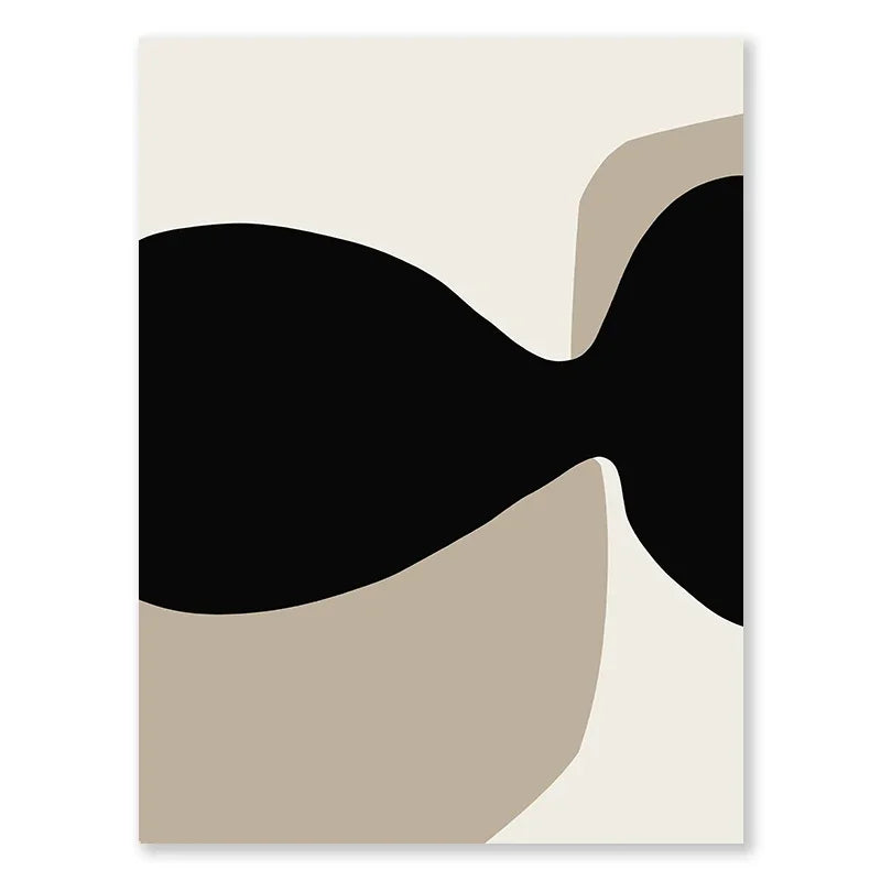Modern Abstract Black Beige Minimalist Wall Art Fine Art Canvas Print Pictures For Modern Apartment Living Room Bedroom Art Decor
