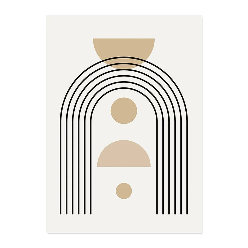 Modern Abstract Wall Art Geometric Line Shape And Form Fine Art Canvas Prints Black Beige Terracotta Pictures For Living Room Decor