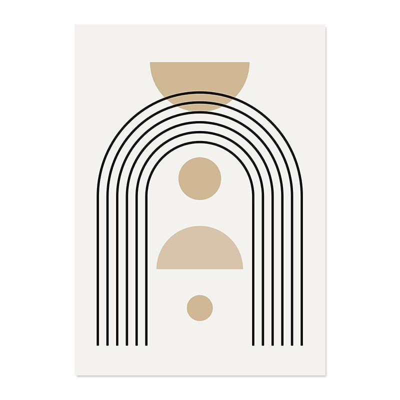 Modern Geometric Wall Art Abstract Line Shape And Form Fine Art Canvas Prints Black Beige Terracotta Pictures For Living Room Decor