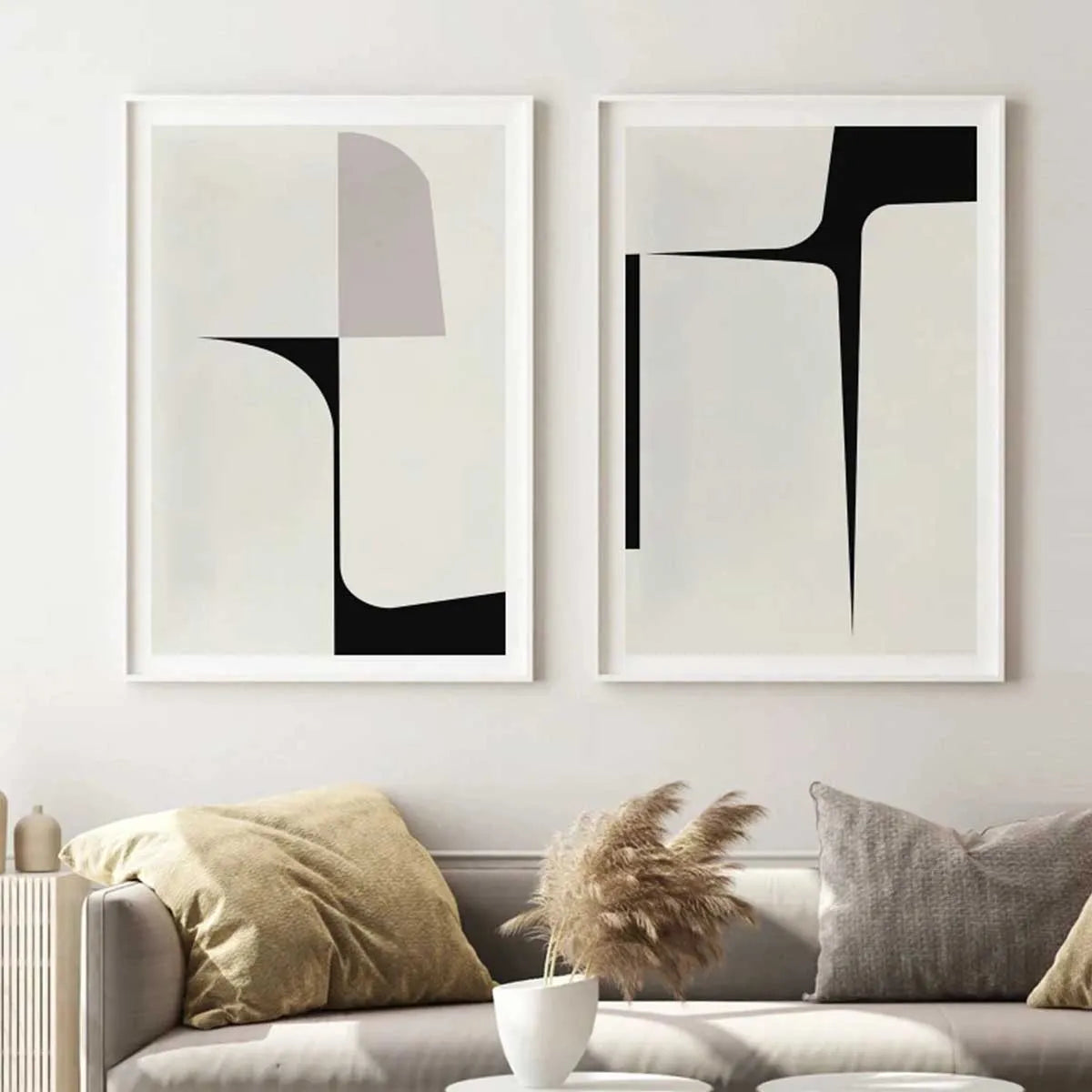 Set of 2Pcs Minimalist Abstract Geometric Color Block Wall Art Fine Ar ...