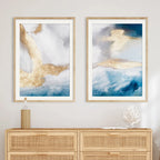 Abstract Gold White Blue Watercolor Posters Modern Wall Art Canvas Painting Print Pictures Living Room Interior Home Decoration