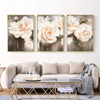 Pink Beige Petals Big Floral Wall Art Fine Art Canvas Prints Elegant Abstract Botanical Pictures For Living Room Bedroom Art Decor