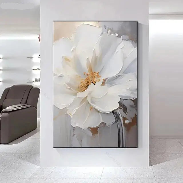 Big White Floral Wall Art Fine Art Canvas Prints Modern Botany Pictures For Living Room Dining Room Entrance Hallway Wall Decoration