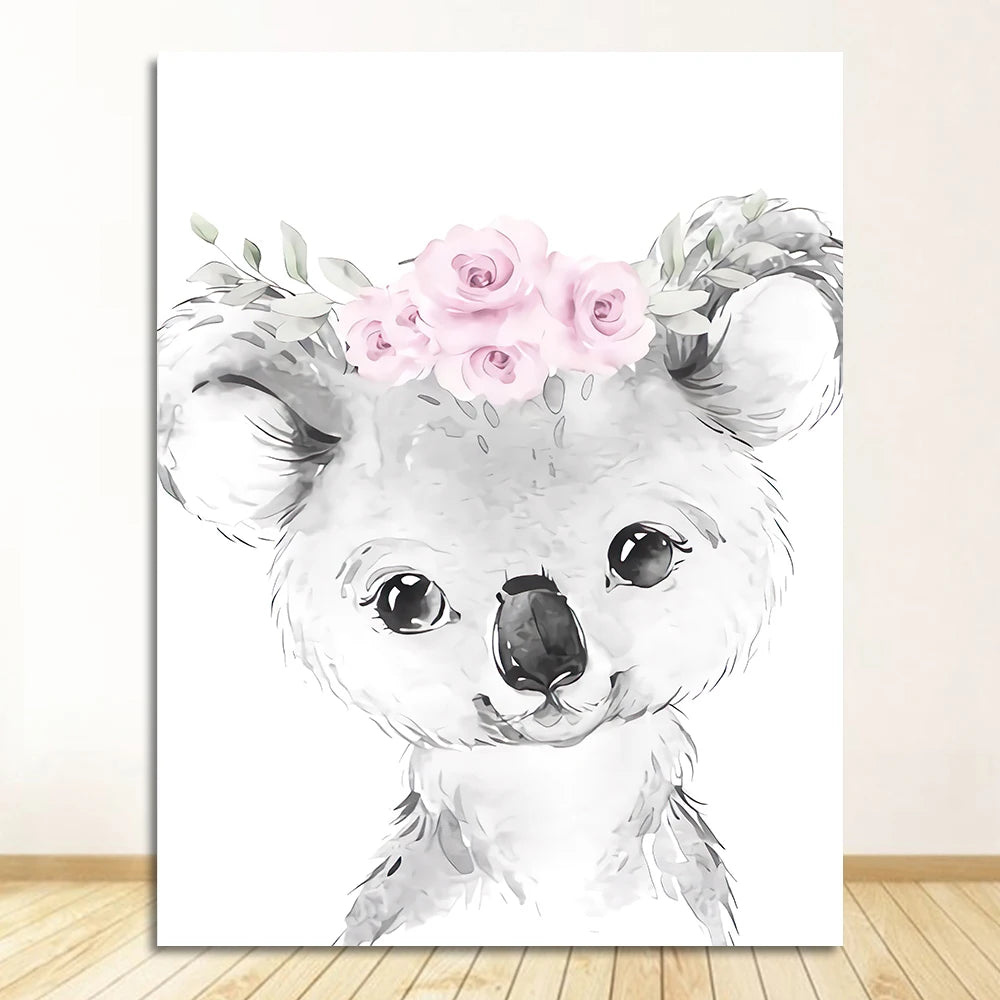 Cute Animals Nordic Nursery Posters Personalized Baby's Name Wall Art Fine Art Canvas Prints Pictures For Baby's Room Nursery Room Wall Decor 2025