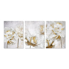 Opulent Blossoms Elegant White Flowers with Gold Accents Canvas Wall Art Fine Art Canvas Prints Posters Floral Pictures For Modern Living Room