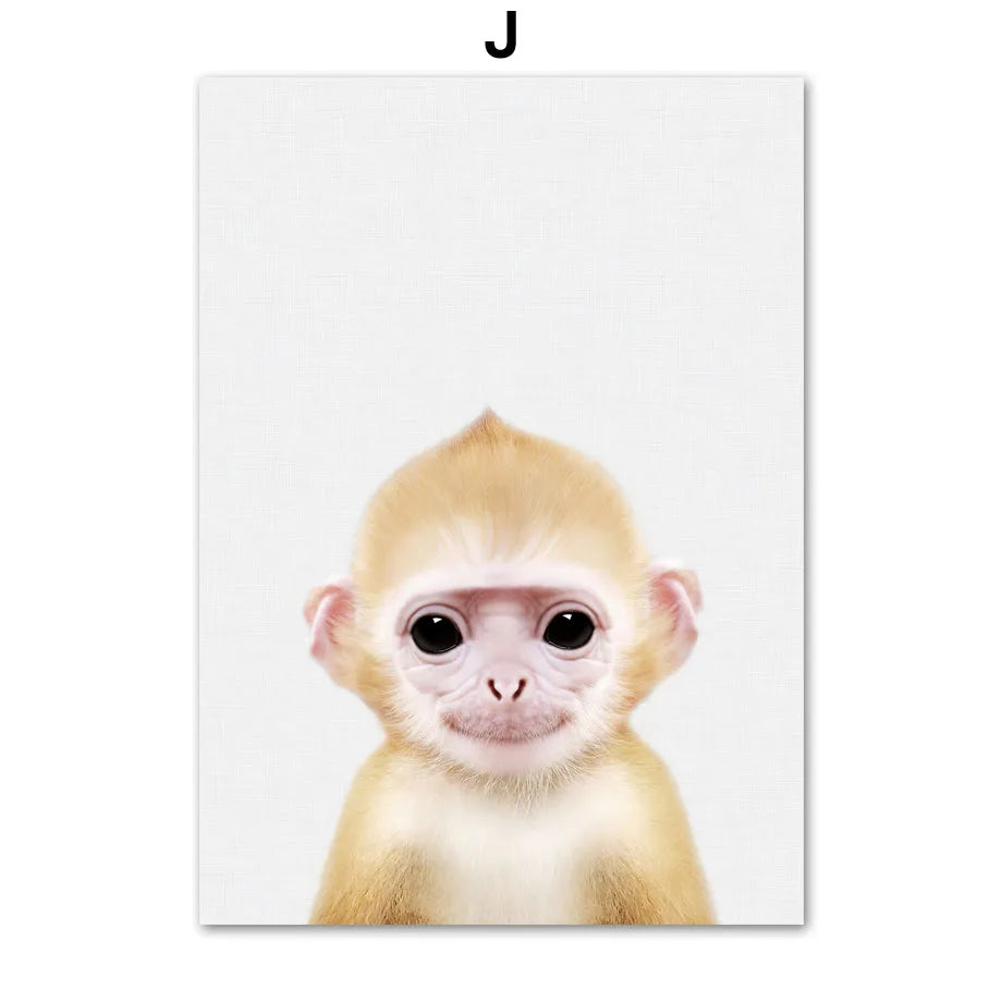 * Featured Sale * Baby Animals Nursery Posters Lion Tiger Leopard Elephant Fox Rabbit Wall Art Print Fine Art Canvas Prints Pictures For Kids Room