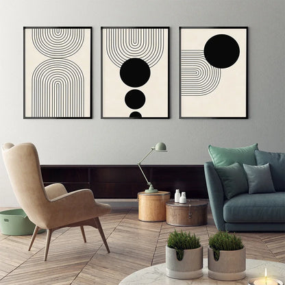 * Featured Sale * Modern Abstract Minimalist Wall Art Monochrome Geometric Line Art Fine Art Canvas Prints For Living Room Home Office Decor