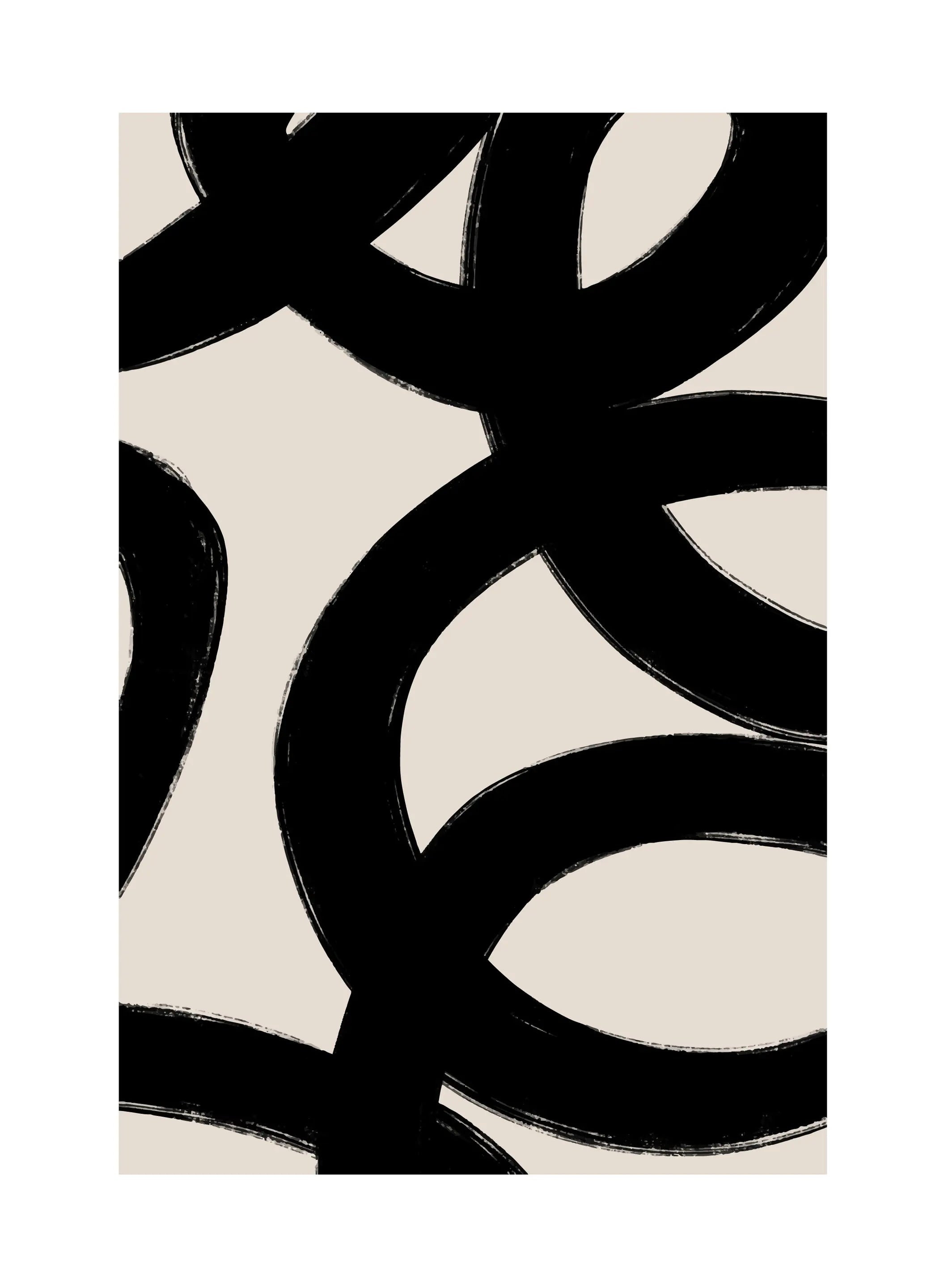 Thick Brush Flowing Lines Black Beige Abstract Wall Art Fine Art Canvas Prints Minimalist Artworks For Modern Apartment Living Room Home Office Decor