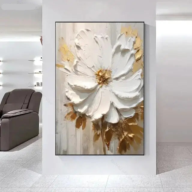 Big White Floral Wall Art Fine Art Canvas Prints Modern Botany Pictures For Living Room Dining Room Entrance Hallway Wall Decoration
