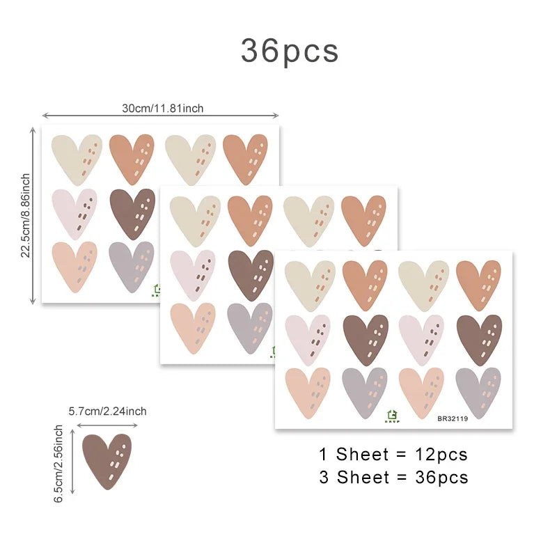 Cute Little Hearts Wall Stickers Removable PVC Vinyl Wall Decals For Living Room Bedroom Kid's Room Nursery Room Creative DIY Decor