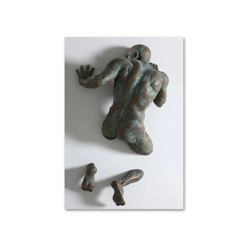 Modern Urban Abstract Iron Statue Wall Art Fine Art Canvas Prints 3d Visualization Figure Art Pictures For Minimalist Apartment Wall Decor