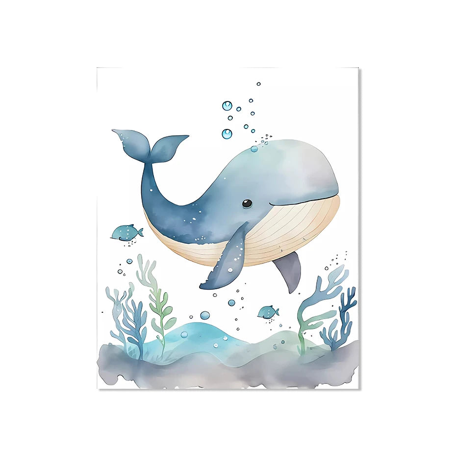 Cute Ocean Animals Seahorse Turtle Octopus Wall Sticker For Nursery Room Removable Peel & Stick PVC Wall Decals For Creative Kid's Room Decor