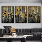 Modern Abstract Golden Zebra Lines Lion Elephant Tiger Wall Art Fine Art Canvas Prints Pictures For Luxury Apartment Living Room Dining Room Art Decor