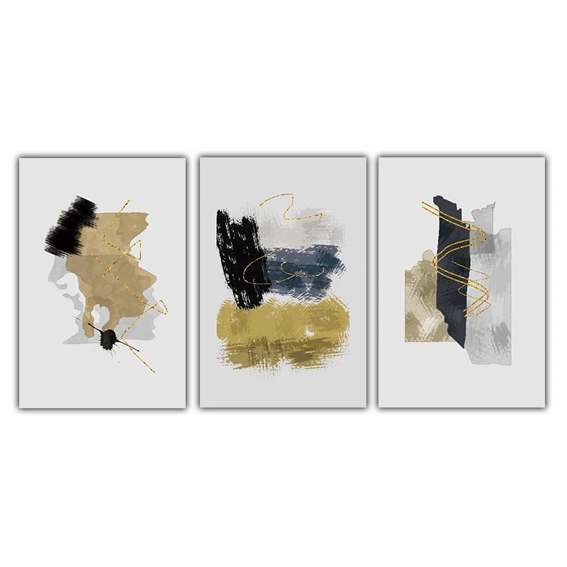 Neutral Color Blue Beige Black Nordic Abstract Wall Art Fine Art Canvas Prints Posters Pictures For Living Room Bedroom Art Decor