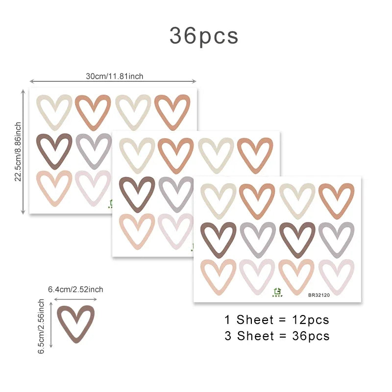 Cute Little Hearts Wall Stickers Removable PVC Vinyl Wall Decals For Living Room Bedroom Kid's Room Nursery Room Creative DIY Decor