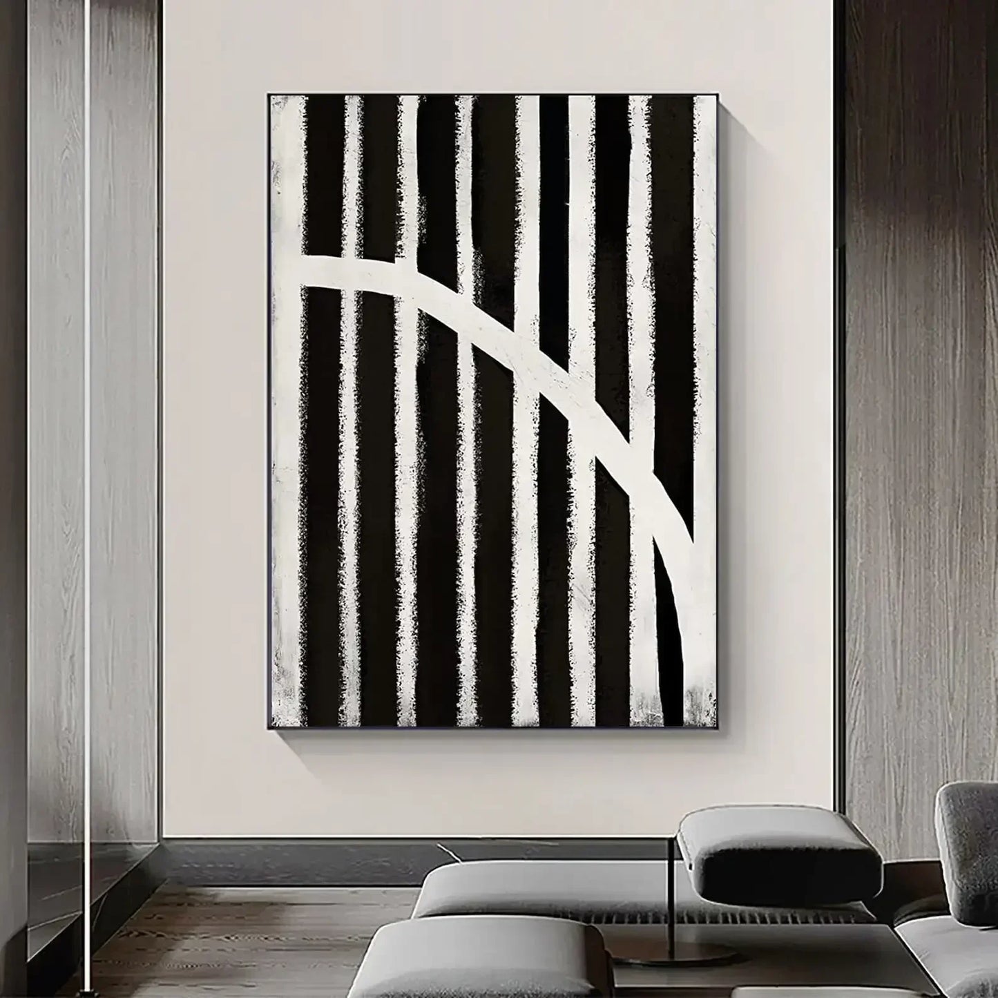  Hand Painted  Black Beige Modern Abstract Art Large Format Canvas Oil Painting For Living Room Entrance Hall Foyer Art Decor - Unique Wall Art Hand Painted On Canvas (Unframed)