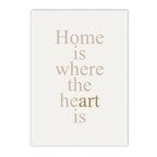 Poster with 'Home is where the heart is' text on a white background