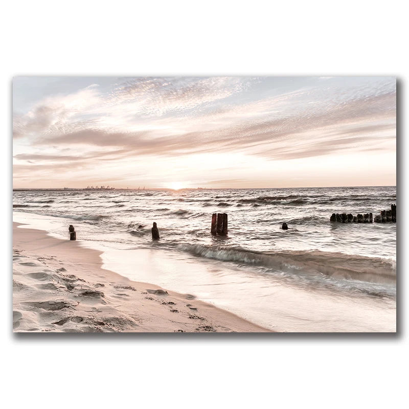 Tranquil Sea Sunset Landscape Wall Art Fine Art Canvas Prints Gallery Wall Art Lake Pier Pictures Of Calm For Living Room Inspirational Home Decor 2025