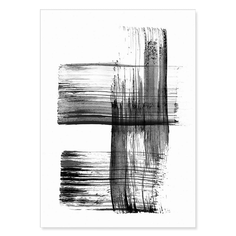 Black White Wall Art Minimalist Abstract Ink Brush Strokes Fine Art Canvas Prints Posters Pictures For Living Room Home Office Art Decor