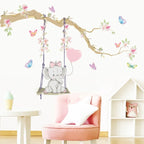 Cute Baby Elephant Balloons & Butterflies Wall Stickers For Children's Nursery Room Removable Peel & Stick Wall Decals For Creative DIY Home Decor 
