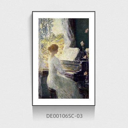 Vintage Vogue Woman Playing Piano Music Wall Art Fine Art Canvas Prints Pictures For Living Room Bedroom Art For Dining Room