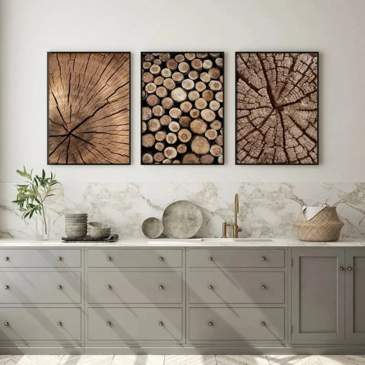 Natural Wood Tree Rings Wall Art Posters Fine Art Canvas Prints Pictures For Modern Farmhouse Living Room Scandinavian Style Home Decor