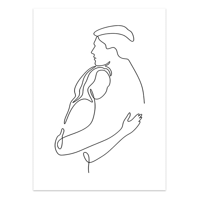 Modern Minimalist Black White Love Posters Wall Art Fine Art Canvas Prints Silhouette Figure Art Pictures For Living Room Bedroom Art Decor