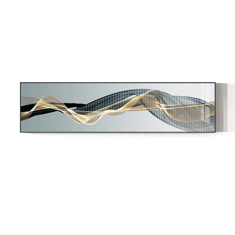 Abstract Flux Modern Industrial Wall Art Fine Art Canvas Print Black Yellow Wide Format Picture For Loft Living Room Home Office Interior Wall Art Decor