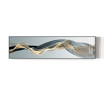 Abstract Flux Modern Industrial Wall Art Fine Art Canvas Print Black Yellow Wide Format Picture For Loft Living Room Home Office Interior Wall Art Decor