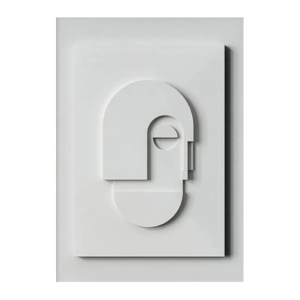 Abstract white sculpture on a gray background